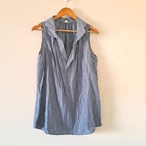 J. Crew 100% Cotton Chambray Collared V-Neck Tunic